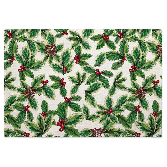 Highland Home Grand Christmas 4 Pack Poly-Cotton Blend Fabric Placemats 18" x 12" Manufactured in The USA