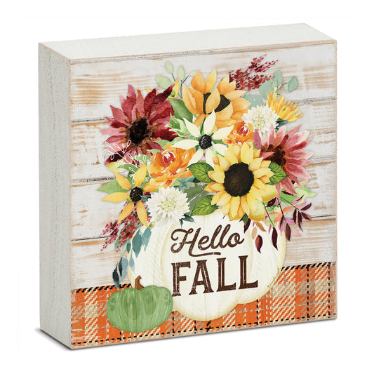 Highland Home Hello Fall Decorative Wooden Home Accent Sign for Desk Mantle or Shelf Made in the USA