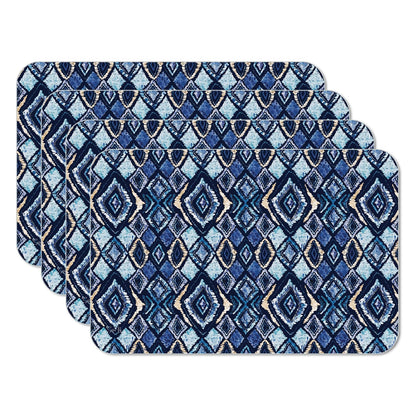 CounterArt Paloma Indigo 4 Pack Reversible Easy Care Flexible Placemats Made in the USA