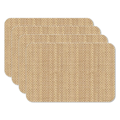 CounterArt Faux Natural Color Basket Weave 4 Pack Reversible Easy Care Flexible Placemats Made in the USA