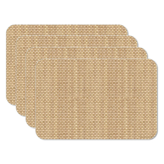 CounterArt Faux Natural Color Basket Weave 4 Pack Reversible Easy Care Flexible Placemats Made in the USA