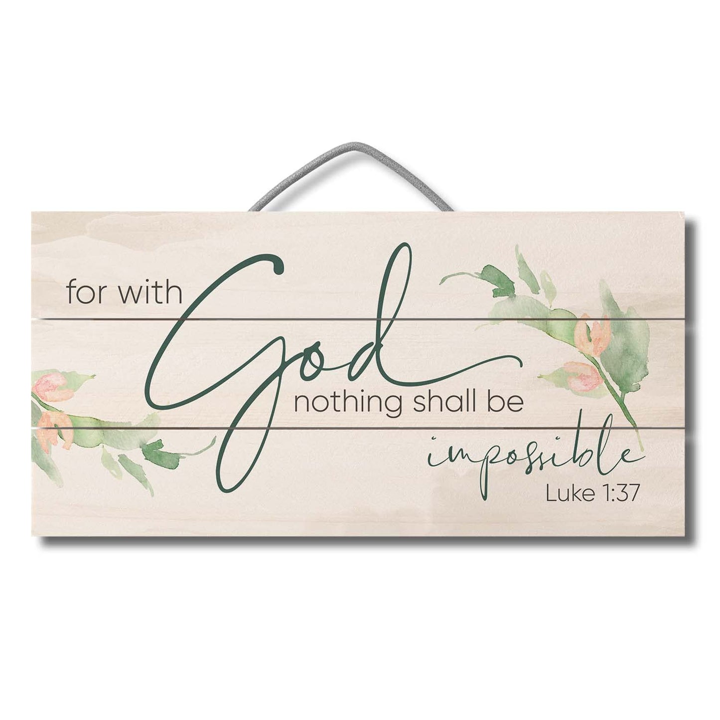 Highland Home Nothing Shall Be Impossible Decorative Pallet Wood Sign 12" x 6" Made in the USA Wire Hanger Included and Doubles as an Easel