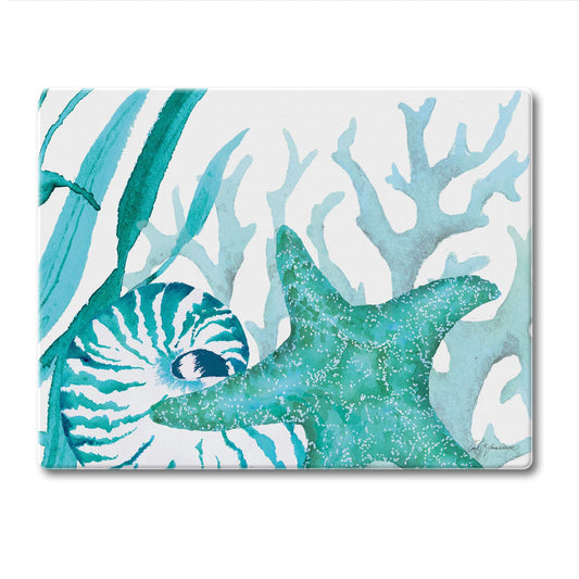 CounterArt Coral Life 3mm Tempered Glass Cutting Board 10” x 8” Manufactured in the USA