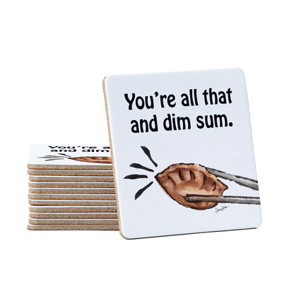 Thirstystone All That 12-Pack Cork Back Paper Bar Coasters Made in The USA Humourous Quotes Attractive Designs