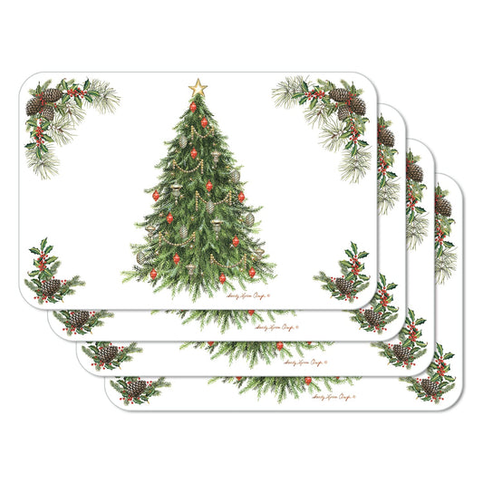 CounterArt O' Christmas Tree 4 Pack Reversible Easy Care Placemats Made in the USA