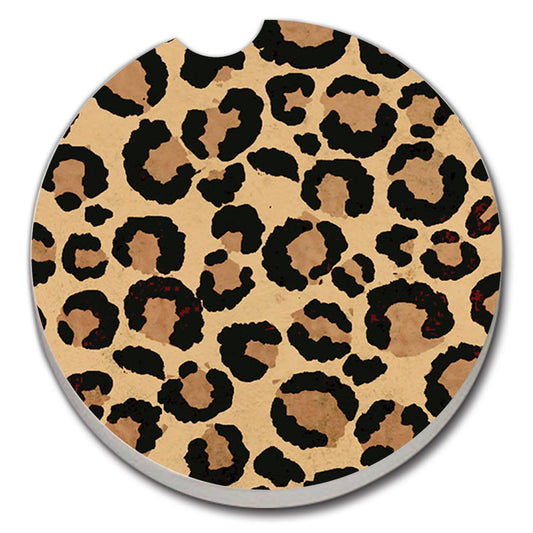 Thirstystone Leopard Print Single Absorbent Stone Coaster for Vehicle Cup Holder 2.6” Diameter Manufactured in The USA
