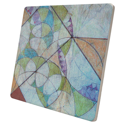 Frank Lloyd Wright's Bougainvillea Mural Detail IV Design on 8" Square Stone Trivet Manufactured in The USA Heat Tolerant Easily Wipes Clean