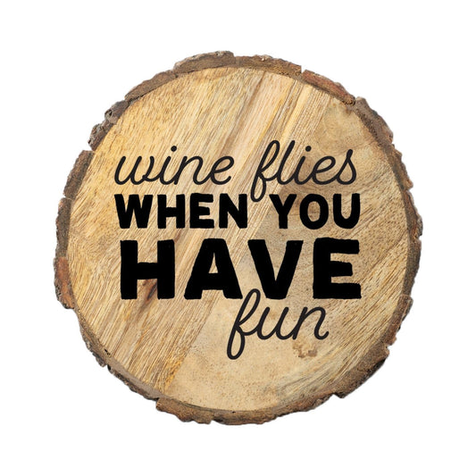 Thirstystone Wine Flies 4-Pack Mango Wood Coasters with Bark Edges 4.5" Round Manufactured in The USA