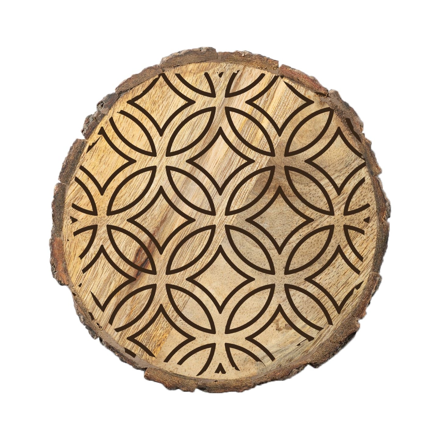 Thirstystone Medallion 4-Pack Mango Wood Coasters with Bark Edges 4.5" Round Manufactured in The USA
