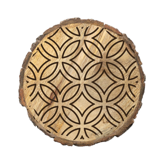 Thirstystone Medallion 4-Pack Mango Wood Coasters with Bark Edges 4.5" Round Manufactured in The USA