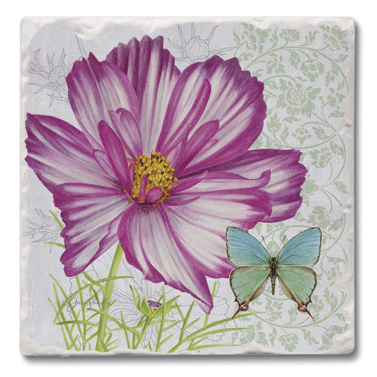 Thirstystone Cosmos Single Tumbled Tile Stone Coaster with Protective Cork Backing Manufactured in The USA 4" Square, Artistic, Easily Wipes Clean