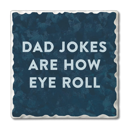 Thirstystone Dad Jokes 4 Pack Absorbent Stone Tumbled Tile Coasters with Protective Cork Backing 4" Square Manufactured in The USA Artistic Absorbent Easily Wipes Clean