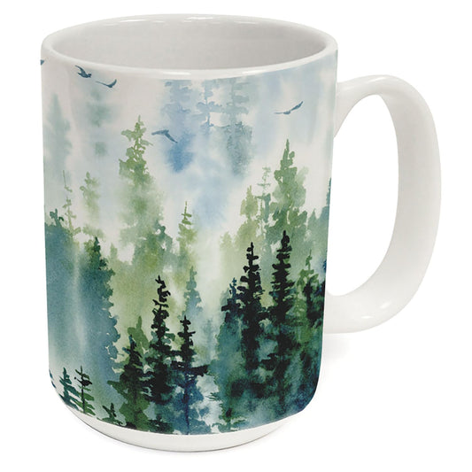 Highland Home Tree Line Large Decorative Ceramic Mug 15 oz. Manufactured in the USA