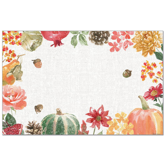 CounterArt Harvest 24 Premium Paper Placemats in Resealable Storage Bag Made in The USA
