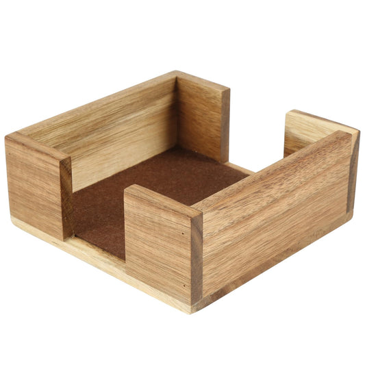 Thirstystone Natural Acacia Wood Square Coaster Holder 5" x 5" Holds 4-4" Square Coasters