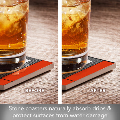 Harold Price Jr. Rug Design by Frank Lloyd Wright 4-Pack Assorted Stone Coasters with Protective Cork Backing Manufactured in The USA Absorbent Easily Wipes Clean