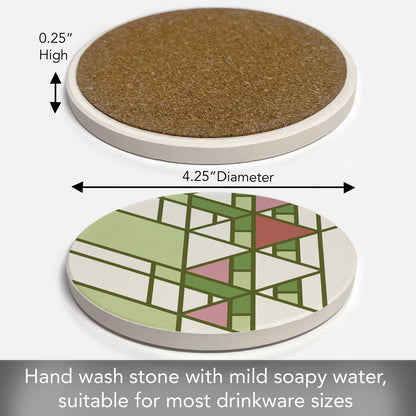 Frank Lloyd Wright 4 Pack Assorted Hollyhock Designs Round Absorbent Stone Coasters Manufactured in the USA (Copy)