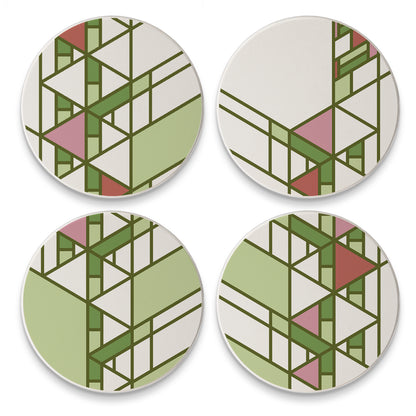 Frank Lloyd Wright 4 Pack Assorted Hollyhock Designs Round Absorbent Stone Coasters Manufactured in the USA (Copy)