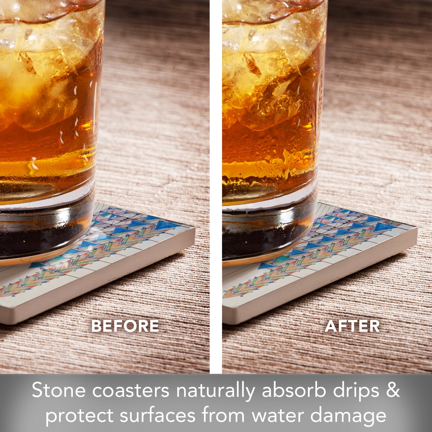 Liberty Covers I Assorted Designs by Frank Lloyd Wright 4-Pack Stone Coasters with Protective Cork Backing Manufactured in The USA Absorbent Easily Wipes Clean