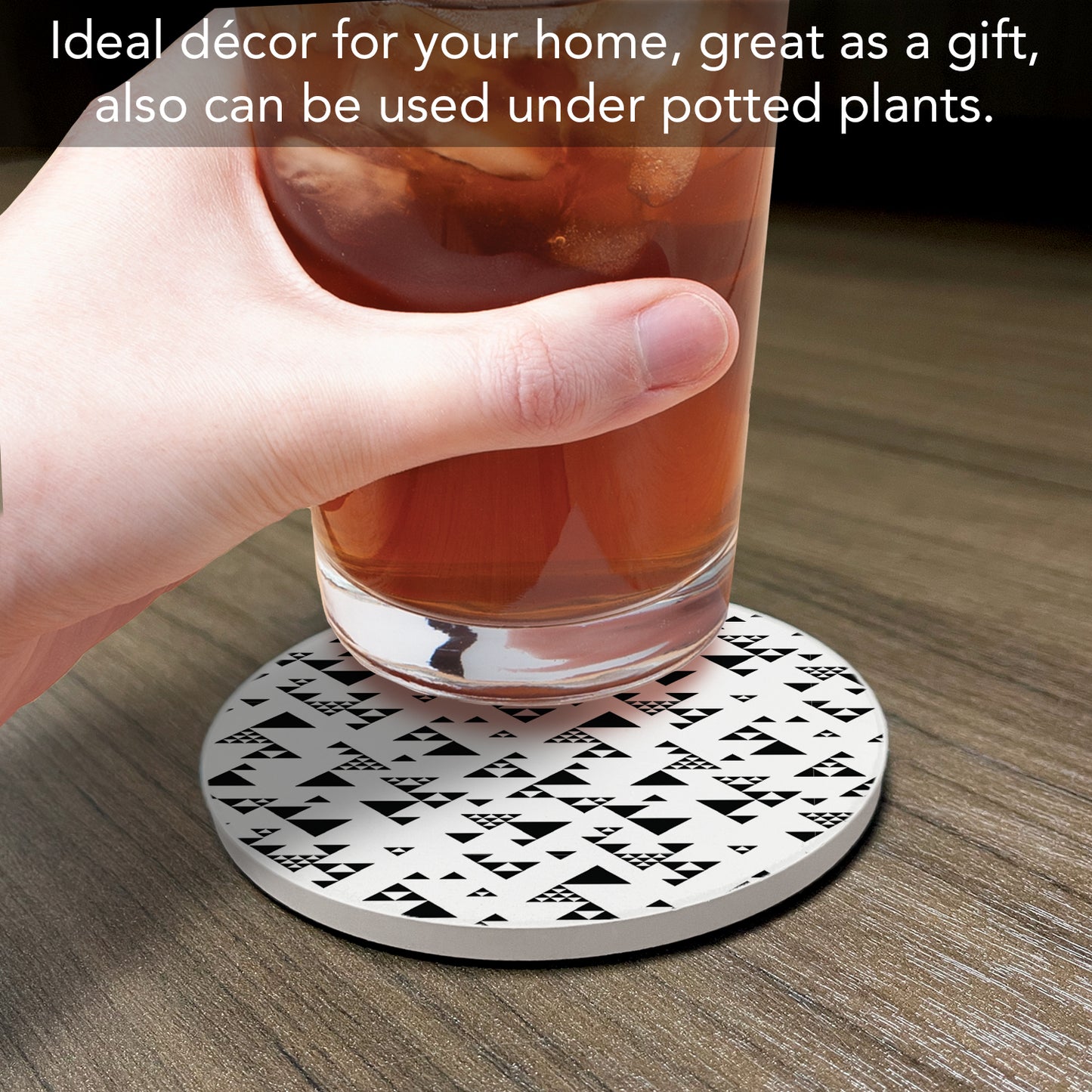 Black & White Assorted Patterns by Frank Lloyd Wright 4 Pack Round Absorbent Stone Coasters with Protective Cork Backing Manufactured in The USA