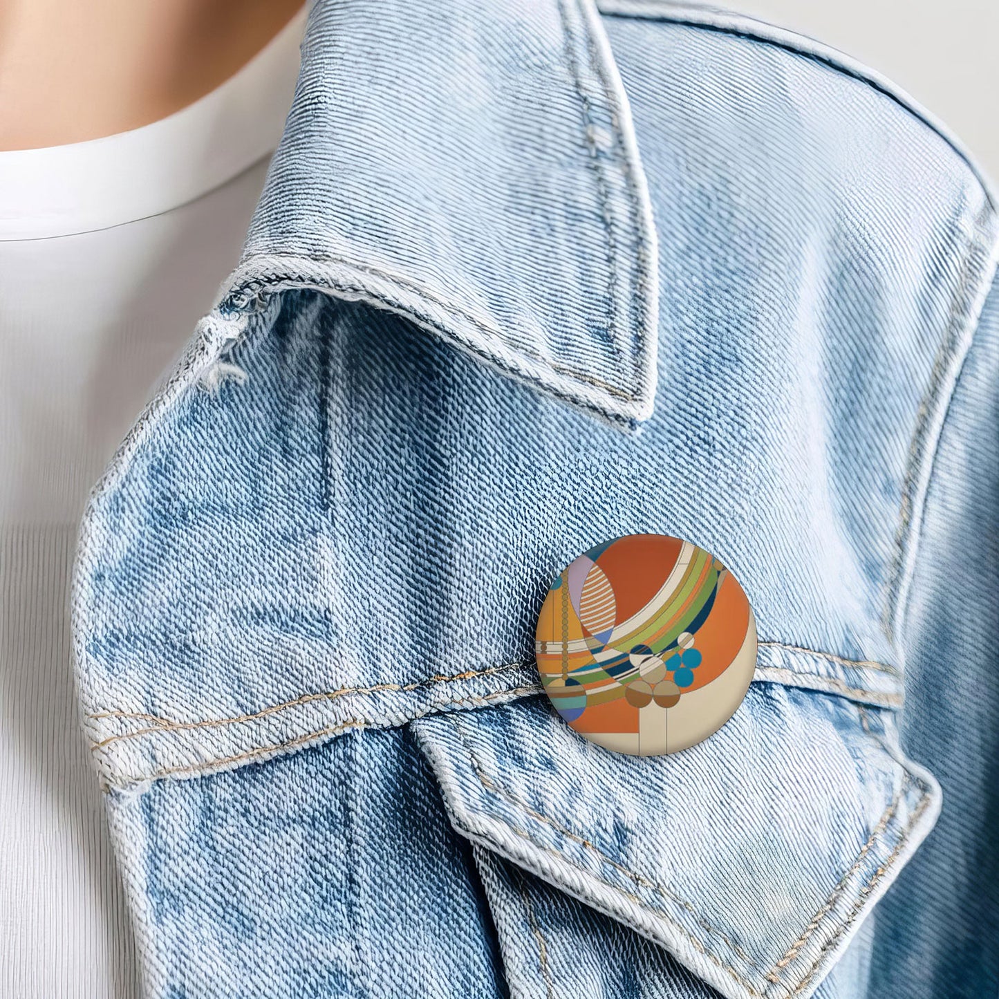 Liberty Covers Decorative 5 Piece Button Collection by FLW 1.5” Diameter Manufactured in the USA Lapel Pin Brooch Badge Hat Pin
