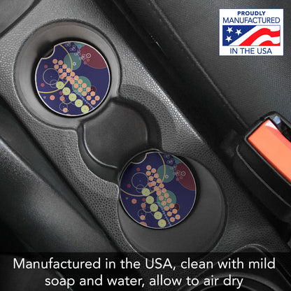 Midway Mural Design I by Frank Lloyd Wright 2-Pack Absorbent Stone Car Coasters 2.6” Diameter Manufactured in The USA