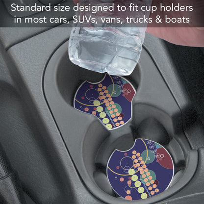 Midway Mural Design I by Frank Lloyd Wright 2-Pack Absorbent Stone Car Coasters 2.6” Diameter Manufactured in The USA
