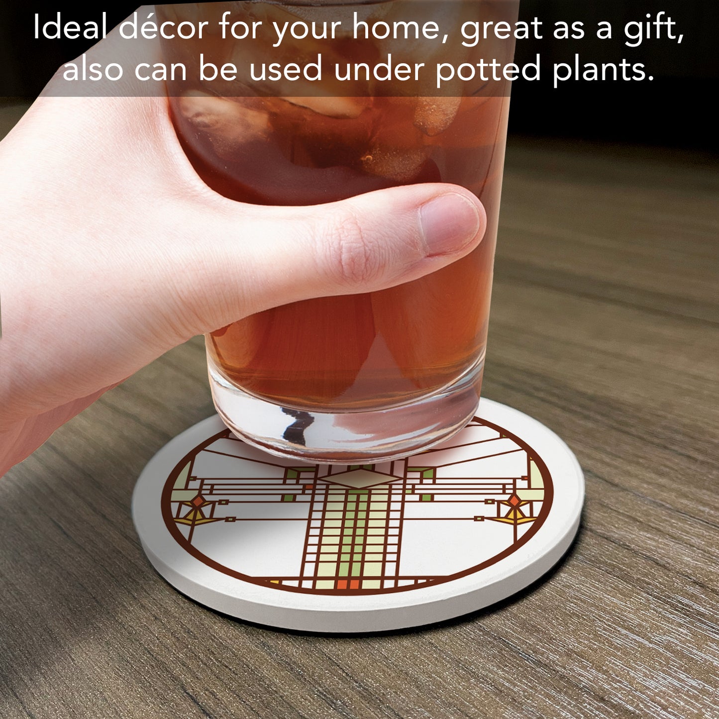 Harley Bradley House Designs from Frank Lloyd Wright Foundation on 4 Pack Round Absorbent Stone Coasters