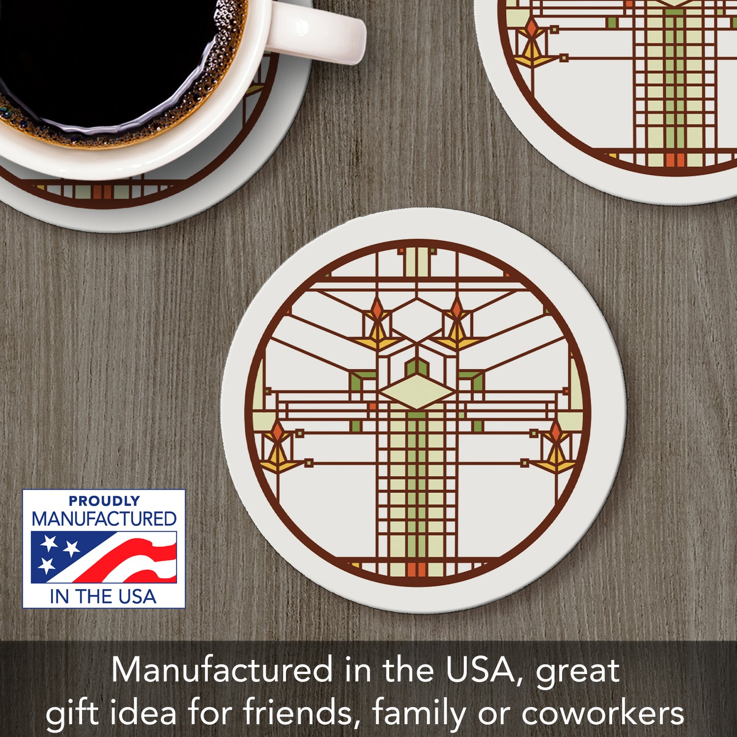 Harley Bradley House Designs from Frank Lloyd Wright Foundation on 4 Pack Round Absorbent Stone Coasters