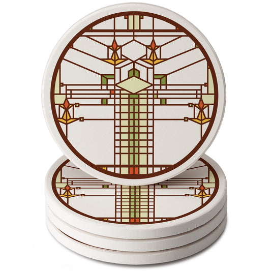 Harley Bradley House Designs from Frank Lloyd Wright Foundation on 4 Pack Round Absorbent Stone Coasters