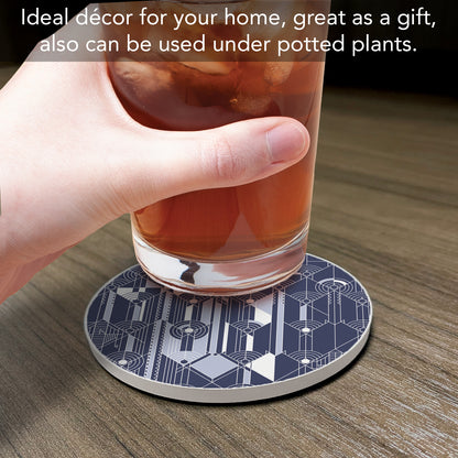 April Showers Design from Frank Lloyd Wright Foundation on 4 Pack Round Absorbent Stone Coasters 4" Diameter