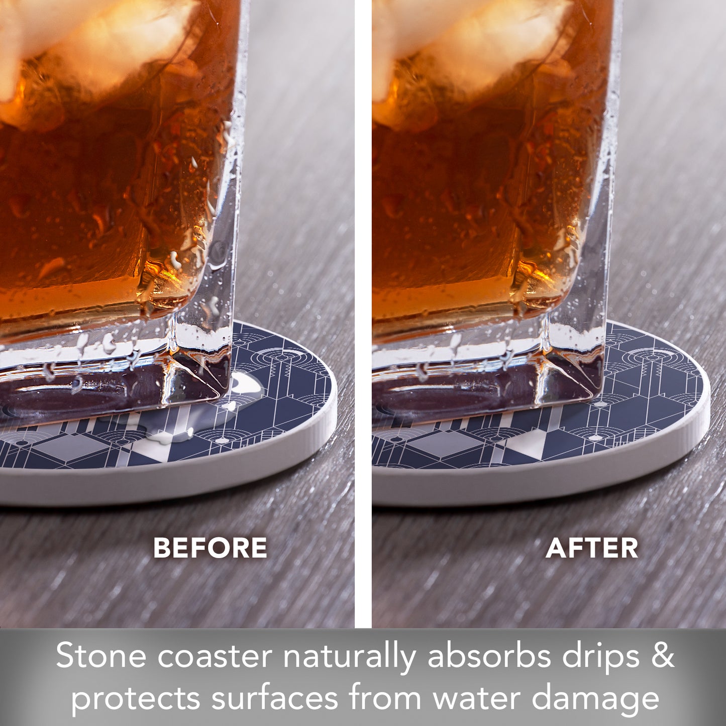 April Showers Design from Frank Lloyd Wright Foundation on 4 Pack Round Absorbent Stone Coasters 4" Diameter