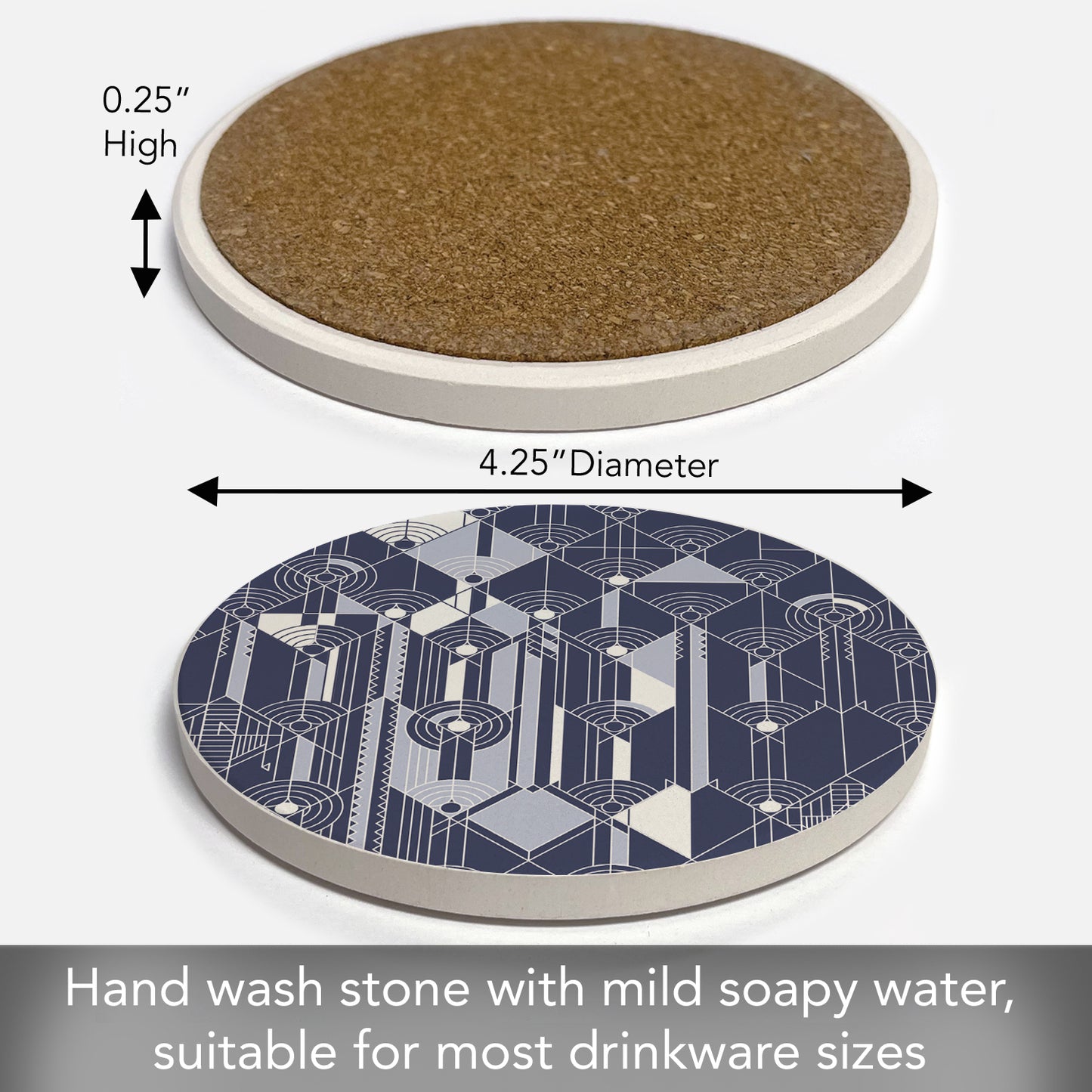 April Showers Design from Frank Lloyd Wright Foundation on 4 Pack Round Absorbent Stone Coasters 4" Diameter