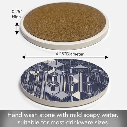 April Showers Design from Frank Lloyd Wright Foundation on 4 Pack Round Absorbent Stone Coasters 4" Diameter