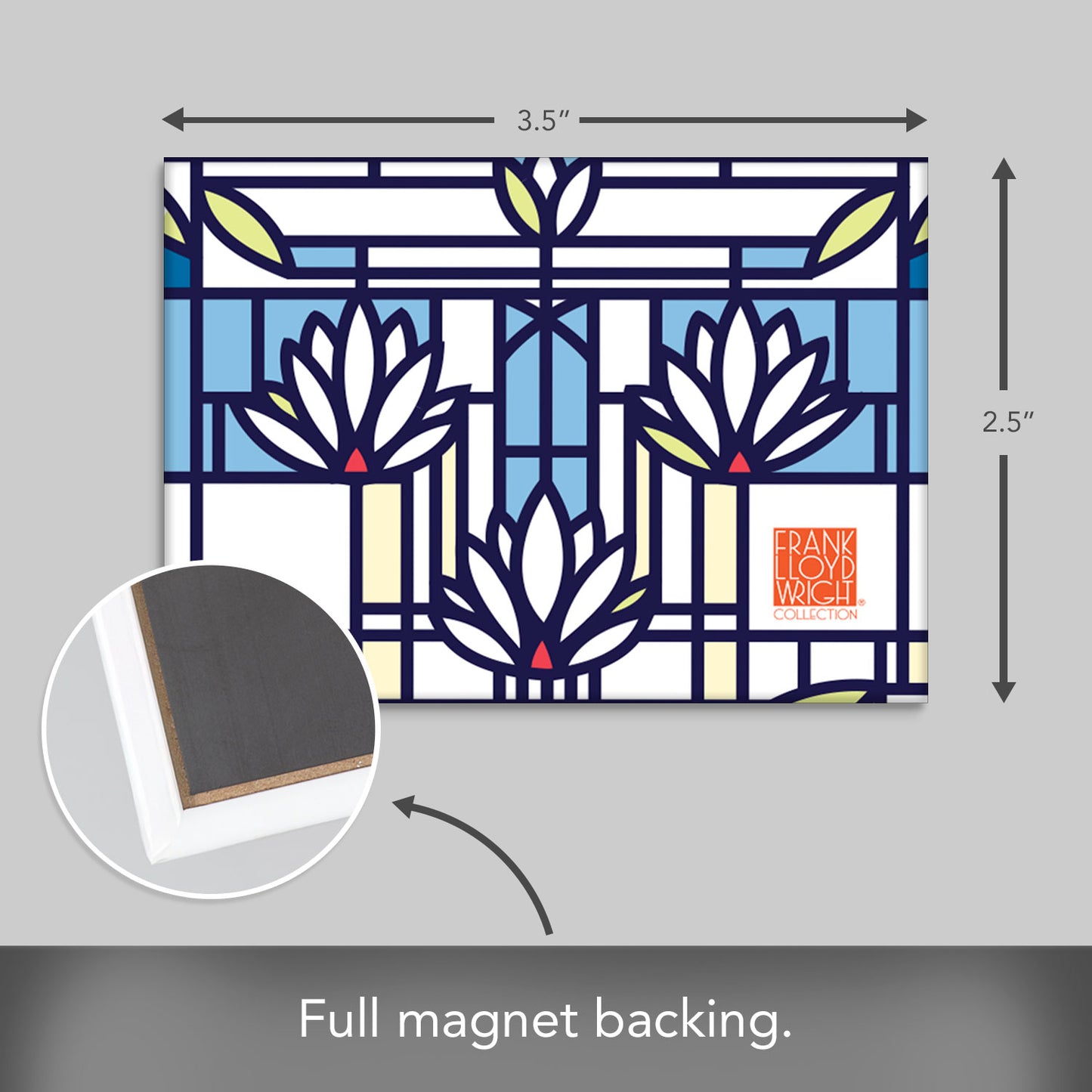 Frank Lloyd Wright Waterlilies Decorative Magnet Manufactured in the USA 3.5” x 2.5”