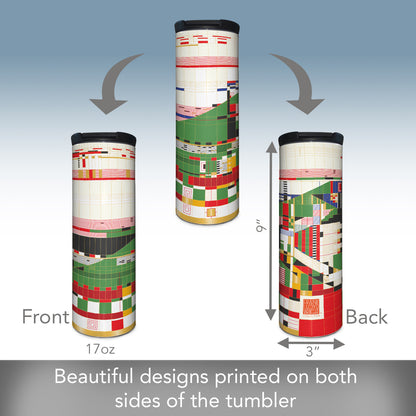 Highland Home Hillside Curtain Design by Frank Lloyd Wright on 17 Ounce Double Wall Insulated Stainless Steel Tumbler Manufactured in the USA