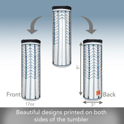 Frank Lloyd Wright's Ennis House on 17 Ounce Insulated Stainless Steel Tumbler Manufactured in the USA
