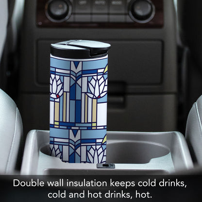 Frank Lloyd Wright's Waterlilies on 17 Ounce Insulated Stainless Steel Tumbler Manufactured in the USA