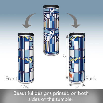 Frank Lloyd Wright's Waterlilies on 17 Ounce Insulated Stainless Steel Tumbler Manufactured in the USA