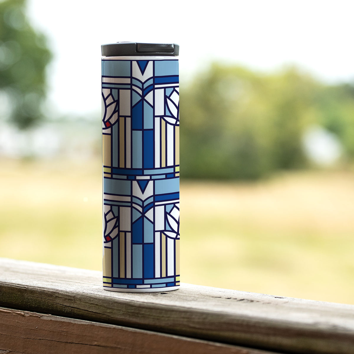 Frank Lloyd Wright's Waterlilies on 17 Ounce Insulated Stainless Steel Tumbler Manufactured in the USA