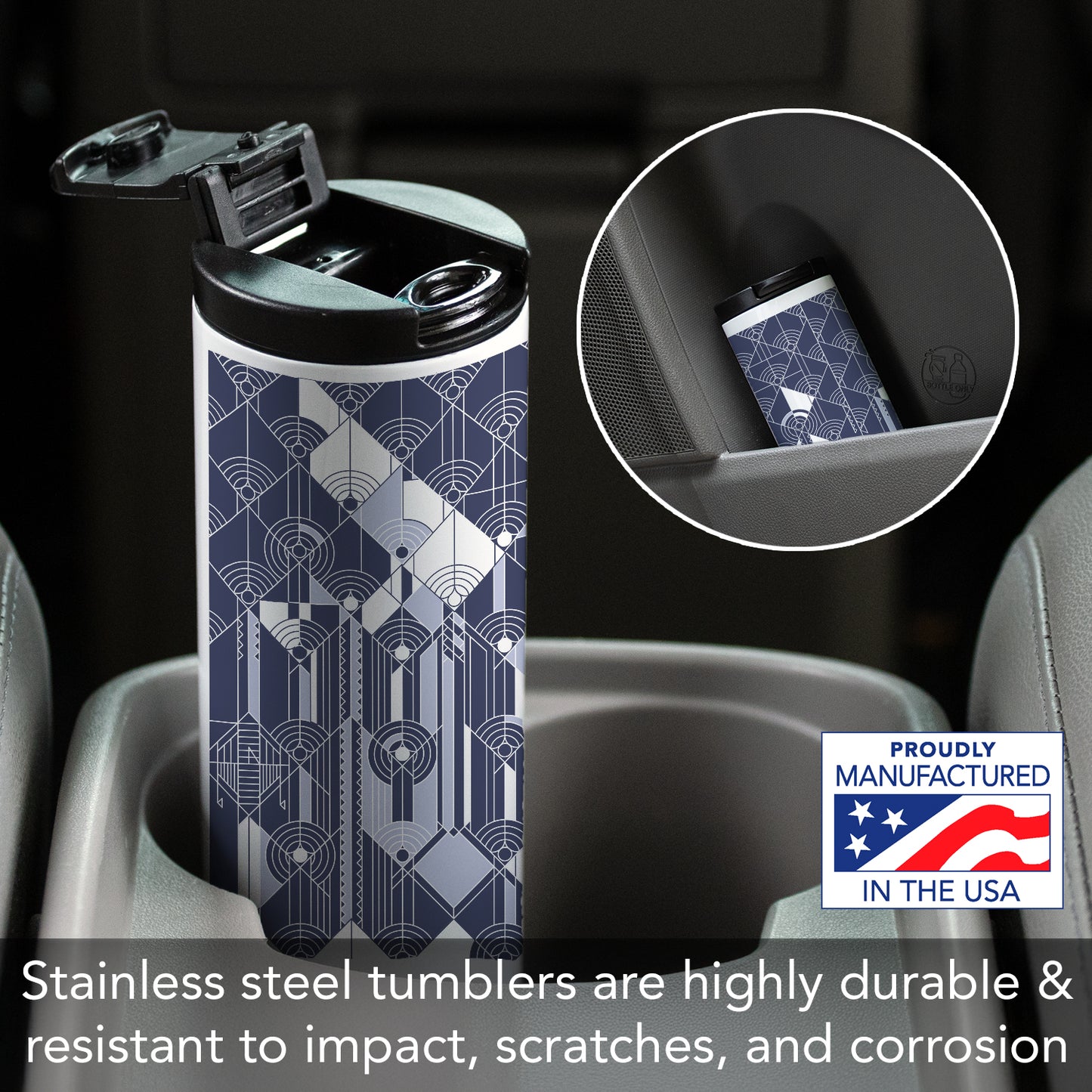 Highland Home April Showers Design fro F.L.W. Foundation on 17 Ounce Double Wall Insulated Stainless Steel Tumbler Manufactured in the USA