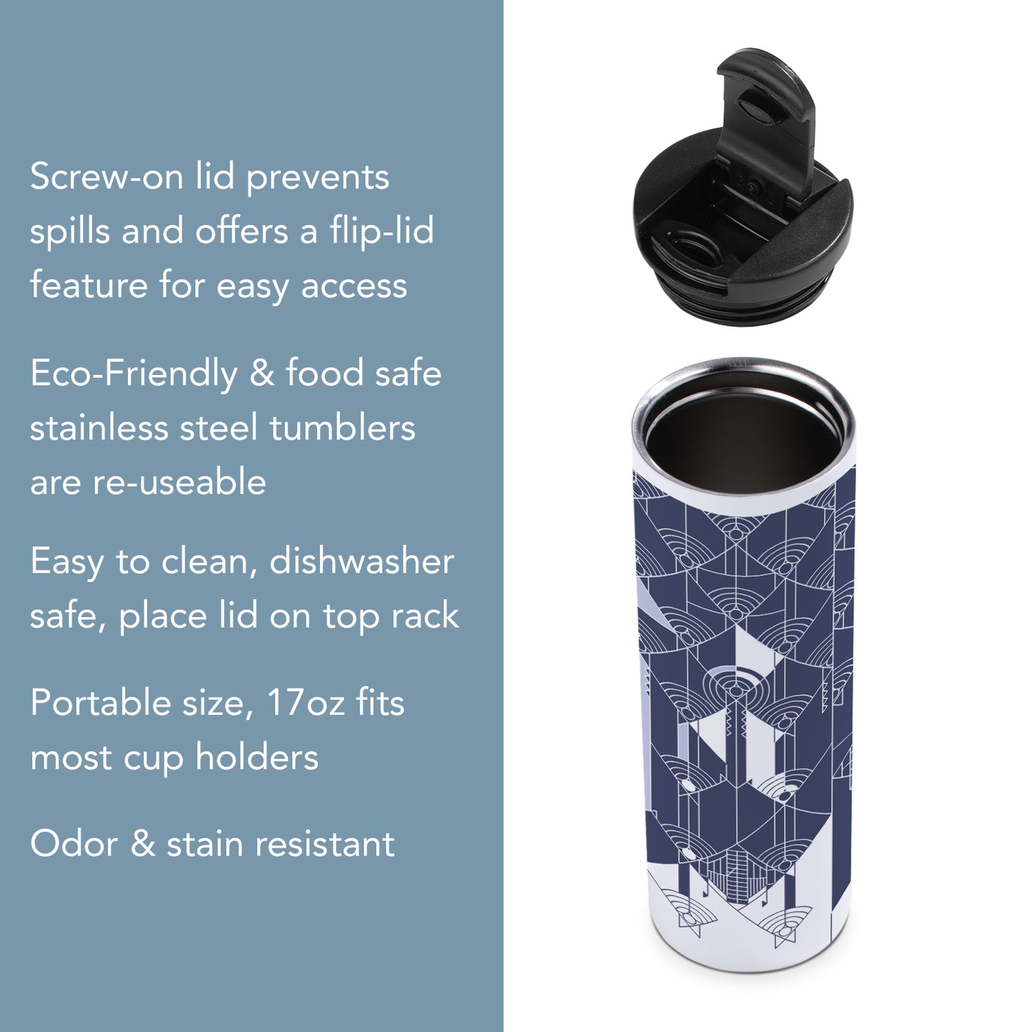 Highland Home April Showers Design fro F.L.W. Foundation on 17 Ounce Double Wall Insulated Stainless Steel Tumbler Manufactured in the USA