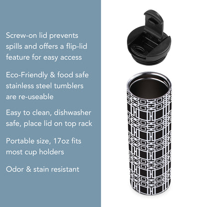 Highland Home Midway Gardens Wall Pattern Design by Frank Lloyd Wright on 17 Ounce Double Wall Insulated Stainless Steel Tumbler Manufactured in the USA