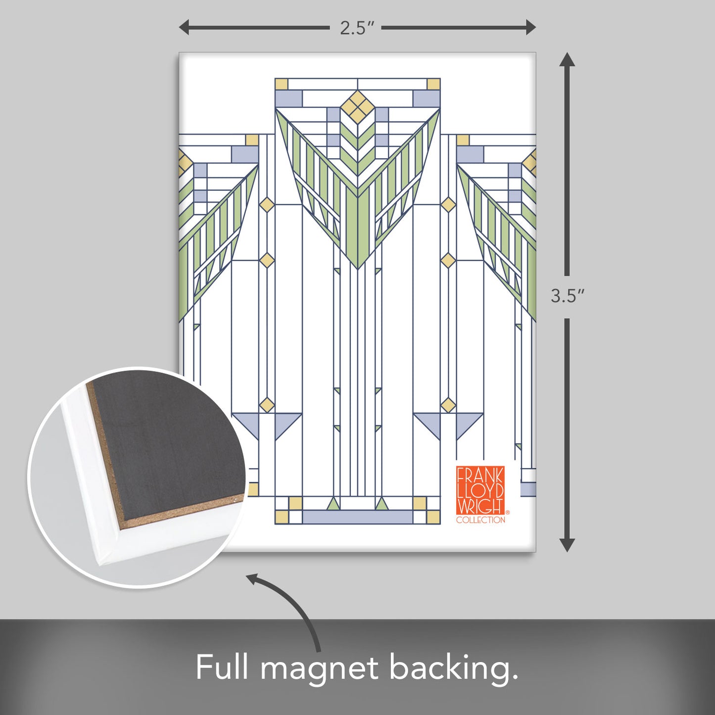Cabinet Sumac Decorative Magnet Architectural Design by FLW Manufactured in The USA 3.5” x 2.5”