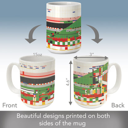 Highland Home Hillside Curtain Design by Frank Lloyd Wright 15 oz. Ceramic Mug Manufactured in the USA Dishwasher Safe Microwave Safe