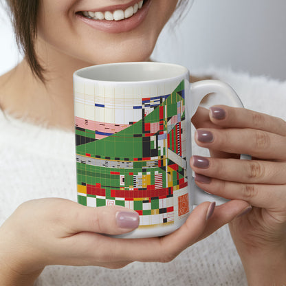 Highland Home Hillside Curtain Design by Frank Lloyd Wright 15 oz. Ceramic Mug Manufactured in the USA Dishwasher Safe Microwave Safe
