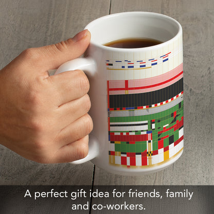 Highland Home Hillside Curtain Design by Frank Lloyd Wright 15 oz. Ceramic Mug Manufactured in the USA Dishwasher Safe Microwave Safe