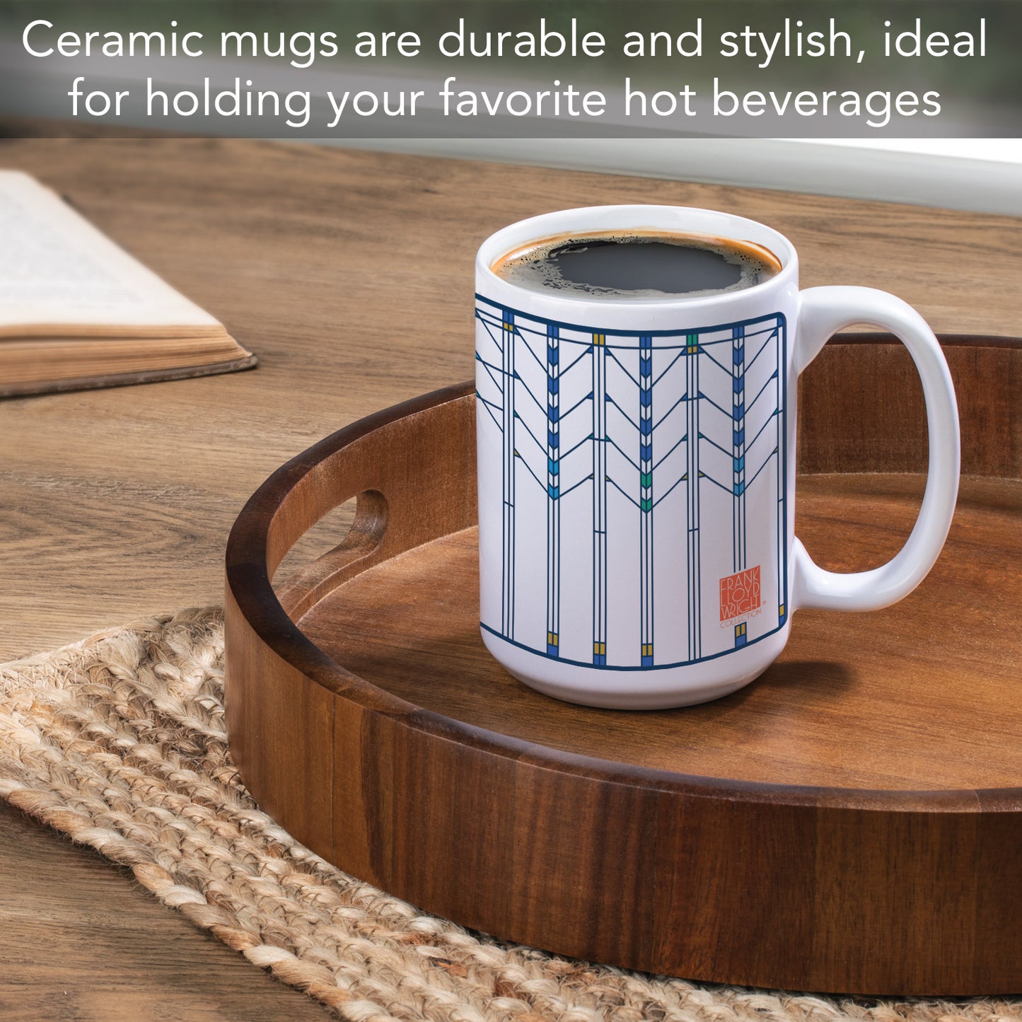 Highland Home Ennis House Window Design by Frank Lloyd Wright 15 oz. Ceramic Mug Manufactured in the USA Dishwasher Safe Microwave Safe