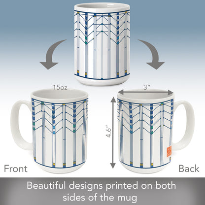 Highland Home Ennis House Window Design by Frank Lloyd Wright 15 oz. Ceramic Mug Manufactured in the USA Dishwasher Safe Microwave Safe