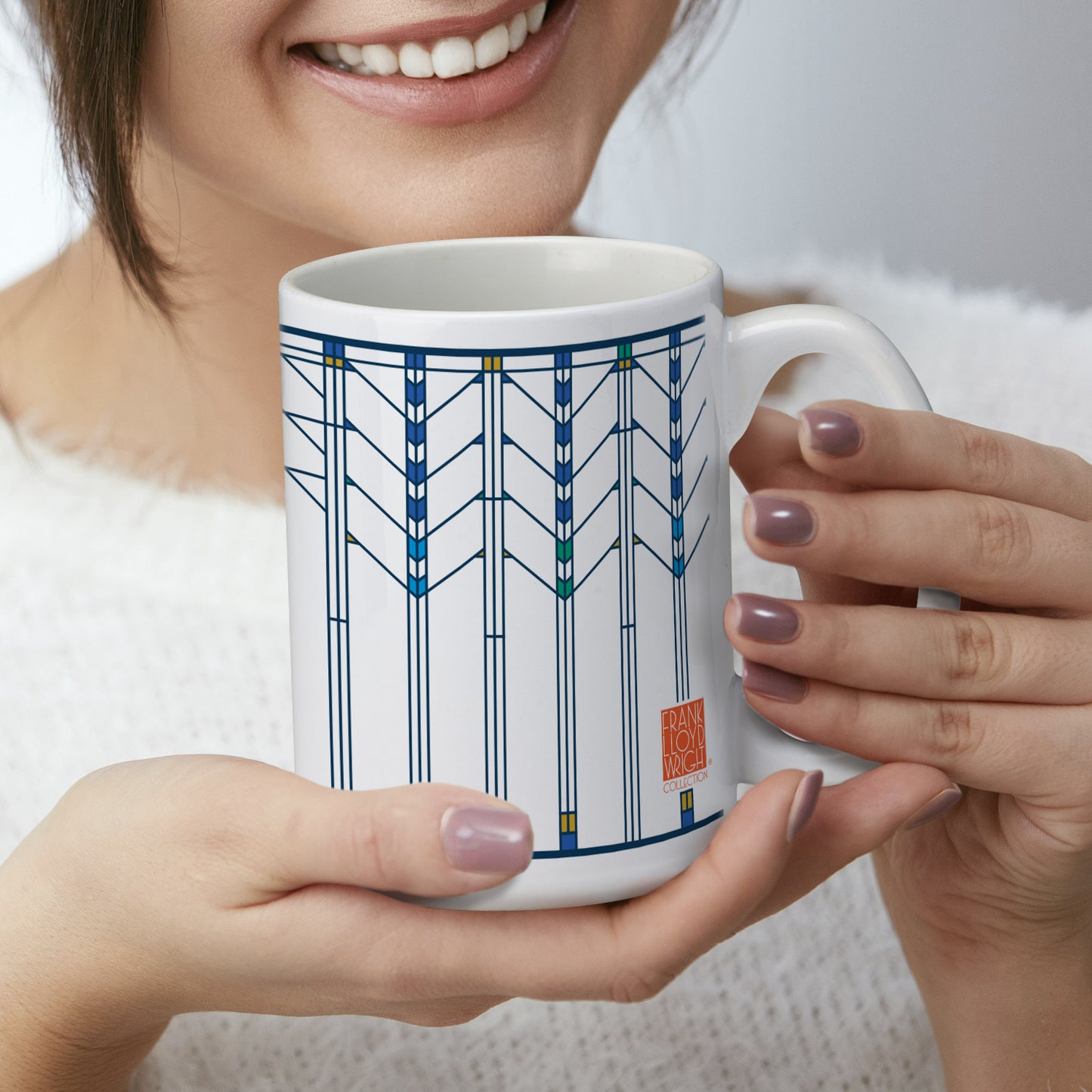 Highland Home Ennis House Window Design by Frank Lloyd Wright 15 oz. Ceramic Mug Manufactured in the USA Dishwasher Safe Microwave Safe